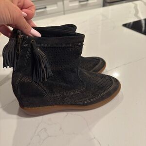Isabel Marant Navy Suede Perforated Boots
